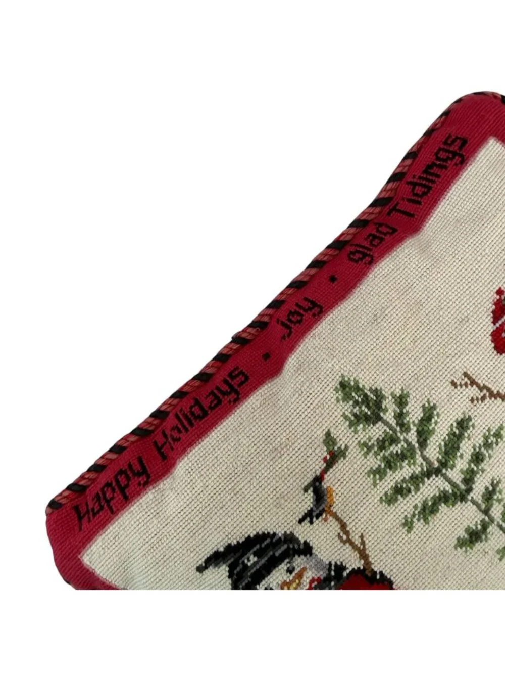 Snowmen Needlepoint Pillow Whimsical Christmas Holiday Decor 15x19 Zip Cover